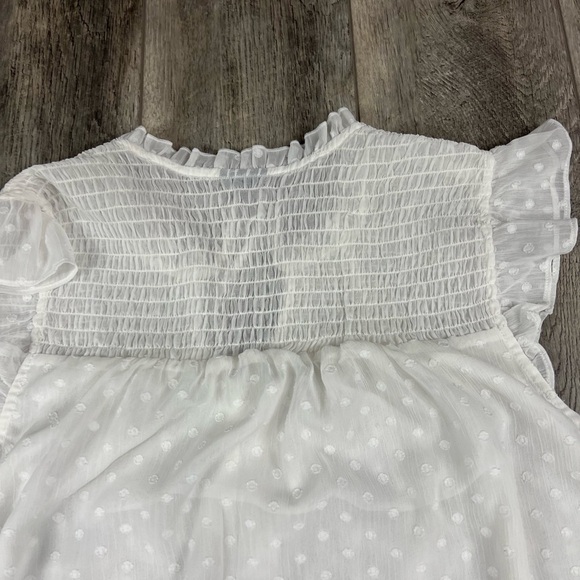 Torrid White Sheer Polka Dot Blouse - Picture 9 of 14